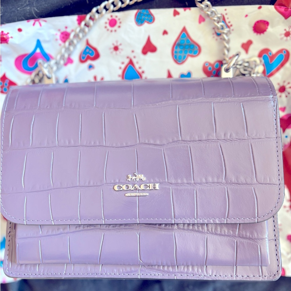 NWT COACH FAUX SNAKESKIN PURPLE LEATHER BAG! DISCONTINUING SOON/ NO CALLOUTS